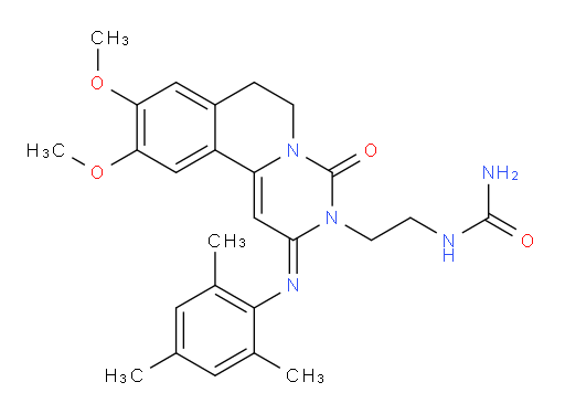 (E)-1-(2-(2-(mesitylimino)-9,10-dimethoxy-4-oxo-6,7-dihydro-2H-pyrimido[6,1-a]isoquinolin-3(4H)-yl)ethyl)urea
