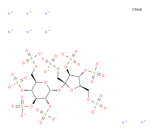 Sucrosofate PotassiuM;POTASSIUM SUCROSE OCTASULFATE;SUCROSE OCTASULFATE, POTASSIUM SALT;β-D-Fructofuranosyl α-D-glucopyranoside octa(sulfuric acid potassium) salt;1,3,4,6-Tetra-O-sulfo-β-D-fructofuranosyl α-D-Glucopyranoside Tetrakis(hydrogen sulfate) OctapotassiuM Salt