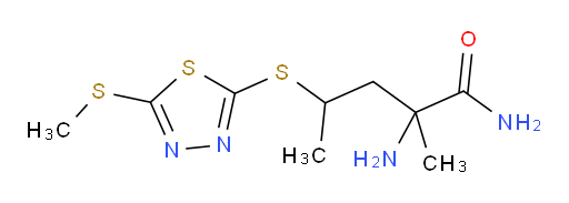 2-amino-2-methyl-4-((5-(methylthio)-1,3,4-thiadiazol-2-yl)thio)pentanamide