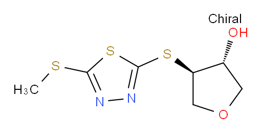 (3R,4R)-4-((5-(methylthio)-1,3,4-thiadiazol-2-yl)thio)tetrahydrofuran-3-ol
