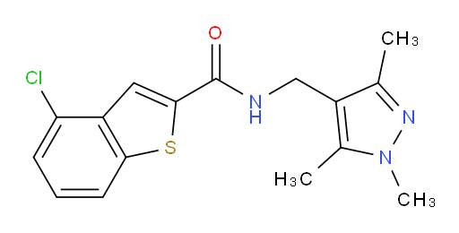 4-chloro-N-((1,3,5-trimethyl-1H-pyrazol-4-yl)methyl)benzo[b]thiophene-2-carboxamide