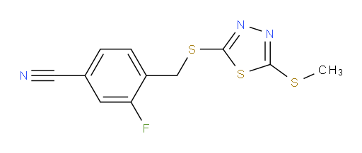 3-fluoro-4-(((5-(methylthio)-1,3,4-thiadiazol-2-yl)thio)methyl)benzonitrile