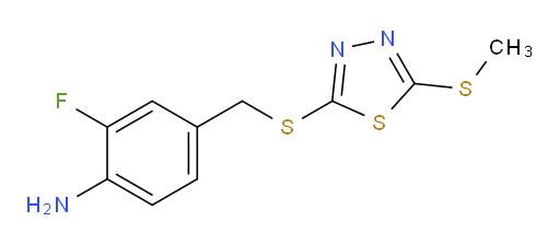 2-fluoro-4-(((5-(methylthio)-1,3,4-thiadiazol-2-yl)thio)methyl)aniline