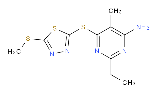 2-ethyl-5-methyl-6-((5-(methylthio)-1,3,4-thiadiazol-2-yl)thio)pyrimidin-4-amine