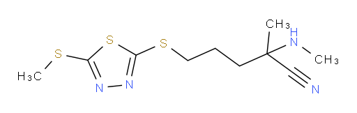 2-methyl-2-(methylamino)-5-((5-(methylthio)-1,3,4-thiadiazol-2-yl)thio)pentanenitrile