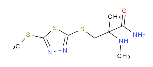 2-methyl-2-(methylamino)-3-((5-(methylthio)-1,3,4-thiadiazol-2-yl)thio)propanamide
