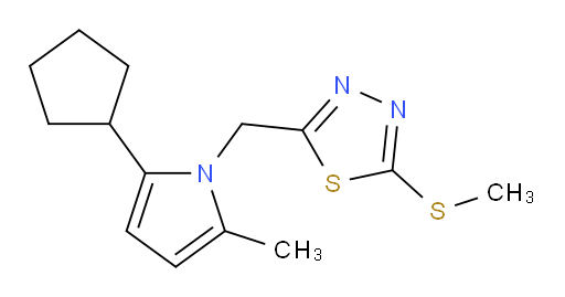2-((2-cyclopentyl-5-methyl-1H-pyrrol-1-yl)methyl)-5-(methylthio)-1,3,4-thiadiazole