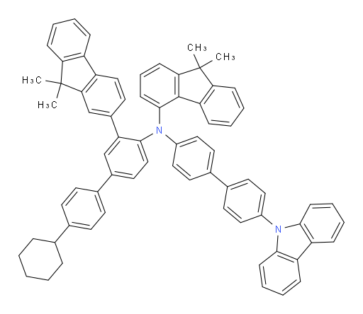 N-(4'-(9H-carbazol-9-yl)-[1,1'-biphenyl]-4-yl)-N-(4'-cyclohexyl-3-(9,9-dimethyl-9H-fluoren-2-yl)-[1,1'-biphenyl]-4-yl)-9,9-dimethyl-9H-fluoren-4-amine
