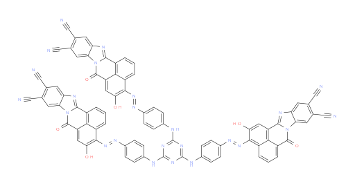 4,4'-((1E,1'E)-(((6-((4-((E)-(10,11-dicyano-2-hydroxy-7-oxo-7H-benzo[de]benzo[4,5]imidazo[2,1-a]isoquinolin-3-yl)diazenyl)phenyl)amino)-1,3,5-triazine-2,4-diyl)bis(azanediyl))bis(4,1-phenylene))bis(diazene-2,1-diyl))bis(5-hydroxy-7-oxo-7H-benzo[de]benzo[4,5]imidazo[2,1-a]isoquinoline-10,11-dicarbonitrile)