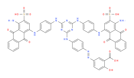 5-((4-((4,6-bis((4-((4-amino-9,10-dioxo-3-sulfo-9,10-dihydroanthracen-1-yl)amino)phenyl)amino)-1,3,5-triazin-2-yl)amino)phenyl)diazenyl)-2-hydroxybenzoic acid