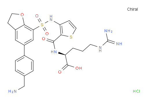 L-Arginine, N2-[[3-[[[5-[4-(aminomethyl)phenyl]-2,3-dihydro-7-benzofuranyl]sulfonyl]amino]-2-thienyl]carbonyl]-, hydrochloride (1:2) (ACI)