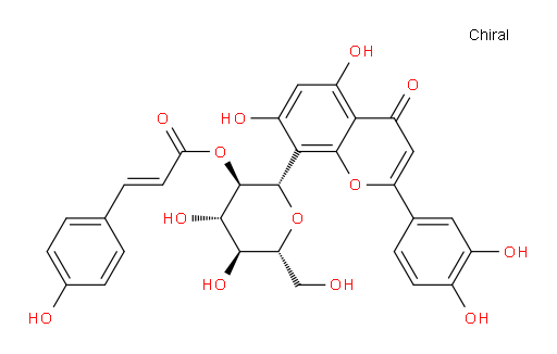2-(3,4-Dihydroxyphenyl)-5,7-dihydroxy-8-[2-O-[(2E)-3-(4-hydroxyphenyl)-1-oxo-2-propen-1-yl]-β-D-glucopyranosyl]-4H-1-benzopyran-4-one (ACI)