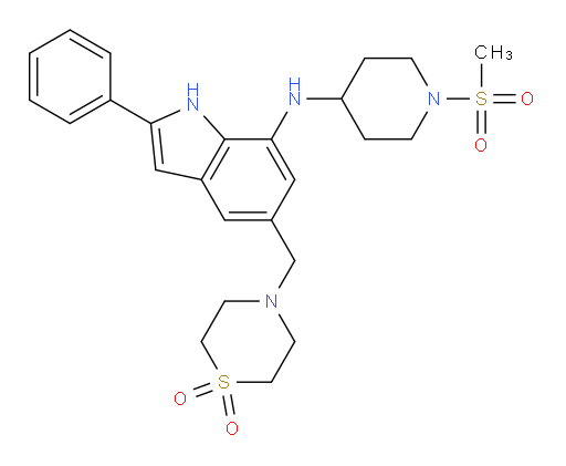 5-[(1,1-Dioxido-4-thiomorpholinyl)methyl]-N-[1-(methylsulfonyl)-4-piperidinyl]-2-phenyl-1H-indol-7-amine (ACI)