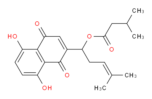 1-(1,4-Dihydro-5,8-dihydroxy-1,4-dioxo-2-naphthalenyl)-4-methyl-3-penten-1-yl 3-methylbutanoate (ACI)