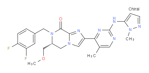 (6R)-7-[(3,4-Difluorophenyl)methyl]-6,7-dihydro-6-(methoxymethyl)-2-[5-methyl-2-[(1-methyl-1H-pyrazol-5-yl)amino]-4-pyrimidinyl]imidazo[1,2-a]pyrazin-8(5H)-one (ACI)