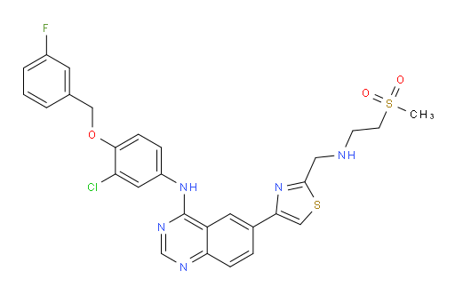 N-[3-Chloro-4-[(3-fluorophenyl)methoxy]phenyl]-6-[2-[[[2-(methylsulfonyl)ethyl]amino]methyl]-4-thiazolyl]-4-quinazolinamine (ACI)