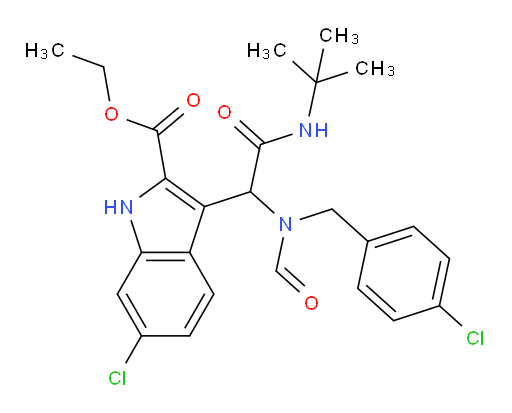 Ethyl 6-chloro-3-[1-[[(4-chlorophenyl)methyl]formylamino]-2-[(1,1-dimethylethyl)amino]-2-oxoethyl]-1H-indole-2-carboxylate (ACI)