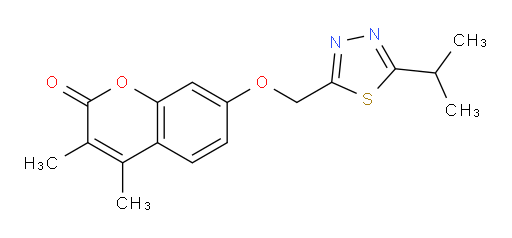 3,4-Dimethyl-7-[[5-(1-methylethyl)-1,3,4-thiadiazol-2-yl]methoxy]-2H-1-benzopyran-2-one (ACI)