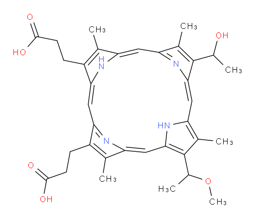 8-(1-Hydroxyethyl)-13-(1-methoxyethyl)-3,7,12,17-tetramethyl-21H,23H-porphine-2,18-dipropanoic acid (ACI)