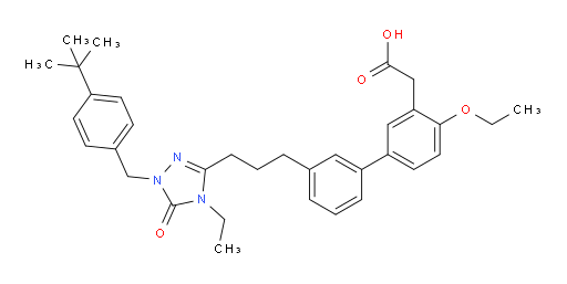 3′-[3-[1-[[4-(1,1-Dimethylethyl)phenyl]methyl]-4-ethyl-4,5-dihydro-5-oxo-1H-1,2,4-triazol-3-yl]propyl]-4-ethoxy[1,1′-biphenyl]-3-acetic acid (ACI)
