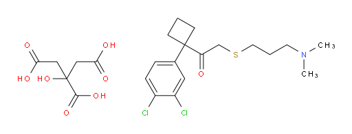 Ethanone, 1-[1-(3,4-dichlorophenyl)cyclobutyl]-2-[[3-(dimethylamino)propyl]thio]-, 2-hydroxy-1,2,3-propanetricarboxylate (1:1) (9CI, ACI)