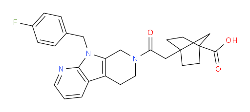 4-[2-[9-[(4-Fluorophenyl)methyl]-5,6,8,9-tetrahydro-7H-pyrrolo[2,3-b:5,4-c′]dipyridin-7-yl]-2-oxoethyl]bicyclo[2.2.1]heptane-1-carboxylic acid (ACI)