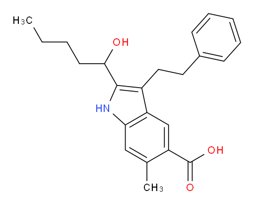 2-(1-Hydroxypentyl)-6-methyl-3-(2-phenylethyl)-1H-indole-5-carboxylic acid (ACI)