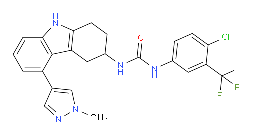 N-[4-Chloro-3-(trifluoromethyl)phenyl]-N′-[2,3,4,9-tetrahydro-5-(1-methyl-1H-pyrazol-4-yl)-1H-carbazol-3-yl]urea (ACI)