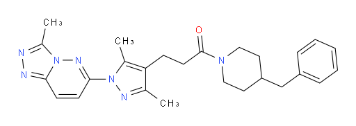 3-[3,5-Dimethyl-1-(3-methyl-1,2,4-triazolo[4,3-b]pyridazin-6-yl)-1H-pyrazol-4-yl]-1-[4-(phenylmethyl)-1-piperidinyl]-1-propanone (ACI)