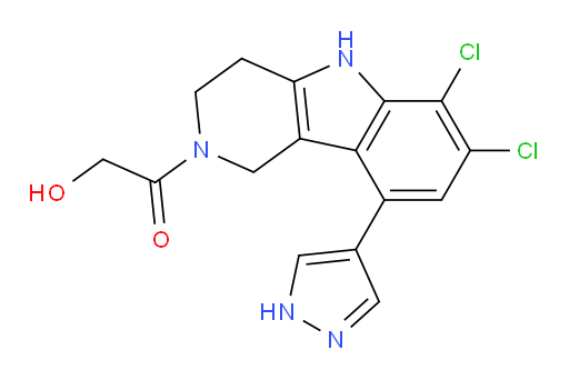 1-[6,7-Dichloro-1,3,4,5-tetrahydro-9-(1H-pyrazol-4-yl)-2H-pyrido[4,3-b]indol-2-yl]-2-hydroxyethanone (ACI)