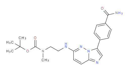 1,1-Dimethylethyl N-[2-[[3-[4-(aminocarbonyl)phenyl]imidazo[1,2-b]pyridazin-6-yl]amino]ethyl]-N-methylcarbamate (ACI)
