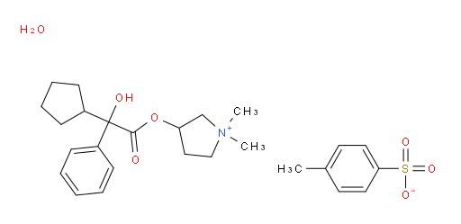 Pyrrolidinium, 3-[(2-cyclopentyl-2-hydroxy-2-phenylacetyl)oxy]-1,1-dimethyl-, 4-methylbenzenesulfonate, hydrate (1:1:1) (ACI)