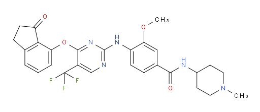 4-[[4-[(2,3-Dihydro-3-oxo-1H-inden-4-yl)oxy]-5-(trifluoromethyl)-2-pyrimidinyl]amino]-3-methoxy-N-(1-methyl-4-piperidinyl)benzamide (ACI)