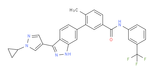3-[3-(1-Cyclopropyl-1H-pyrazol-4-yl)-1H-indazol-6-yl]-4-methyl-N-[3-(trifluoromethyl)phenyl]benzamide (ACI)