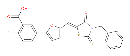 2-Chloro-5-[5-[[4-oxo-3-(phenylmethyl)-2-thioxo-5-thiazolidinylidene]methyl]-2-furanyl]benzoic acid (ACI)