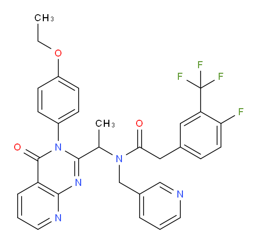 N-[1-[3-(4-Ethoxyphenyl)-3,4-dihydro-4-oxopyrido[2,3-d]pyrimidin-2-yl]ethyl]-4-fluoro-N-(3-pyridinylmethyl)-3-(trifluoromethyl)benzeneacetamide (ACI)
