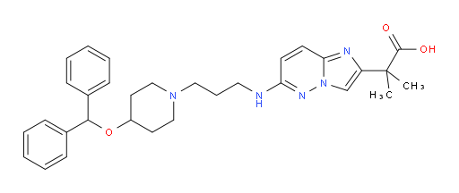 6-[[3-[4-(Diphenylmethoxy)-1-piperidinyl]propyl]amino]-α,α-dimethylimidazo[1,2-b]pyridazine-2-acetic acid (ACI)