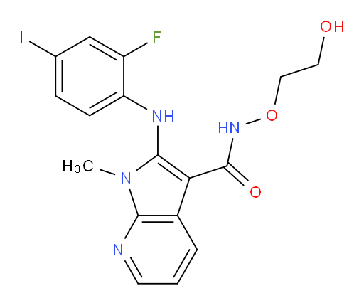 2-[(2-Fluoro-4-iodophenyl)amino]-N-(2-hydroxyethoxy)-1-methyl-1H-pyrrolo[2,3-b]pyridine-3-carboxamide (ACI)