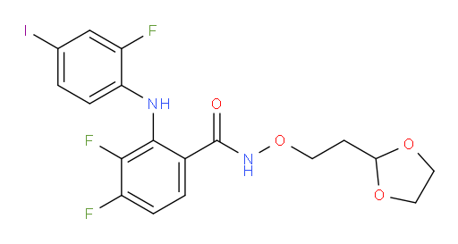 Benzamide, N-[2-(1,3-dioxolan-2-yl)ethoxy]-3,4-difluoro-2-[(2-fluoro-4-iodophenyl)amino]- (ACI)