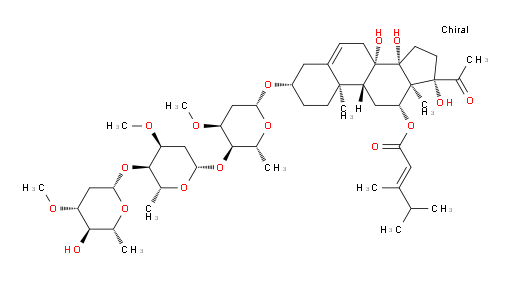 (3β,12β,14β,17α)-3-[(O-2,6-Dideoxy-3-O-methyl-β-D-arabino-hexopyranosyl-(1→4)-O-2,6-dideoxy-3-O-methyl-β-D-ribo-hexopyranosyl-(1→4)-2,6-dideoxy-3-O-methyl-β-D-ribo-hexopyranosyl)oxy]-12-[[(2E)-3,4-dimethyl-1-oxo-2-penten-1-yl]oxy]-8,14,17-trihydroxypregn-5-en-20-one (ACI)