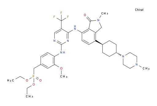 Diethyl P-[[4-[[4-[[2,3-dihydro-2-methyl-7-[trans-4-(4-methyl-1-piperazinyl)cyclohexyl]-3-oxo-1H-isoindol-4-yl]amino]-5-(trifluoromethyl)-2-pyrimidinyl]amino]-3-methoxyphenyl]methyl]phosphonate (ACI)