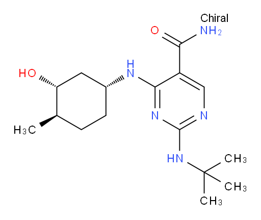 2-[(1,1-Dimethylethyl)amino]-4-[[(1R,3R,4R)-3-hydroxy-4-methylcyclohexyl]amino]-5-pyrimidinecarboxamide (ACI)