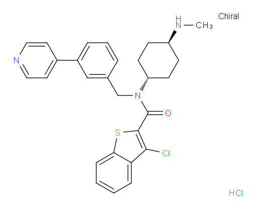 Benzo[b]thiophene-2-carboxamide, 3-chloro-N-[trans-4-(methylamino)cyclohexyl]-N-[[3-(4-pyridinyl)phenyl]methyl]-, hydrochloride (1:1) (ACI)