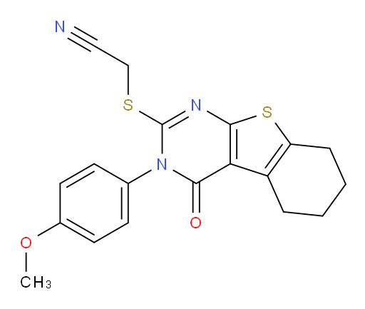 2-[[3,4,5,6,7,8-Hexahydro-3-(4-methoxyphenyl)-4-oxo[1]benzothieno[2,3-d]pyrimidin-2-yl]thio]acetonitrile (ACI)