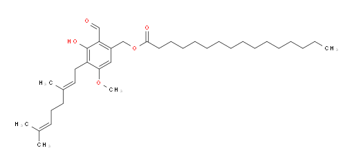 [4-[(2E)-3,7-Dimethyl-2,6-octadien-1-yl]-2-formyl-3-hydroxy-5-methoxyphenyl]methyl hexadecanoate (ACI)