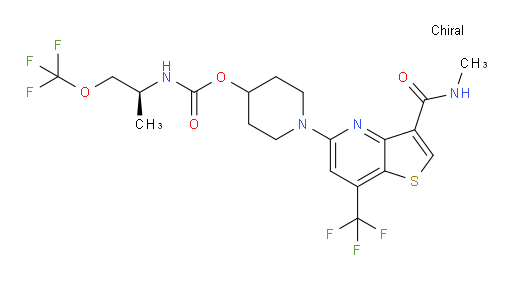 1-[3-[(Methylamino)carbonyl]-7-(trifluoromethyl)thieno[3,2-b]pyridin-5-yl]-4-piperidinyl N-[(1S)-1-methyl-2-(trifluoromethoxy)ethyl]carbamate (ACI)