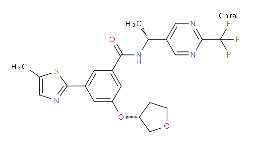 3-(5-Methyl-2-thiazolyl)-5-[[(3R)-tetrahydro-3-furanyl]oxy]-N-[(1R)-1-[2-(trifluoromethyl)-5-pyrimidinyl]ethyl]benzamide (ACI)