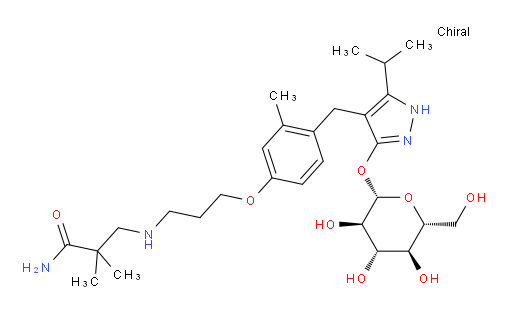 3-[[3-[4-[[3-(β-D-Glucopyranosyloxy)-5-(1-methylethyl)-1H-pyrazol-4-yl]methyl]-3-methylphenoxy]propyl]amino]-2,2-dimethylpropanamide (ACI)