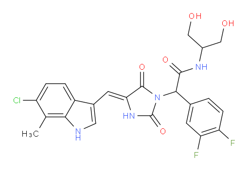 4-[(6-Chloro-7-methyl-1H-indol-3-yl)methylene]-α-(3,4-difluorophenyl)-N-[2-hydroxy-1-(hydroxymethyl)ethyl]-2,5-dioxo-1-imidazolidineacetamide (ACI)