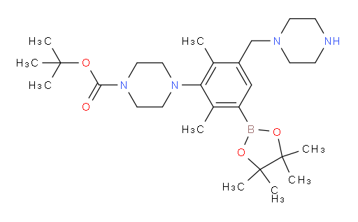 tert-butyl 4-{2,6-dimethyl-3-[(piperazin-1-yl)methyl]-5-(4,4,5,5-tetramethyl-1,3,2-dioxaborolan-2-yl)phenyl}piperazine-1-carboxylate